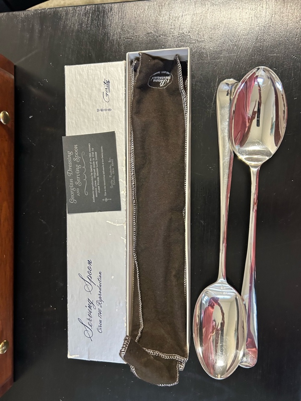 2 Georgian silver plate, serving spoons vintage